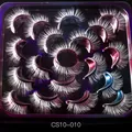 Dramatic white fiber false eyelashes set in purple metallic box for stage makeup - Fluffy Feather Feel Silver White False Eyelashes (CS10-010)