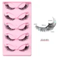 5 pairs of fox-eye false eyelashes with clear bands and decorative light blue beads - Light Blue Pearl Decor (ZZJ5-001)