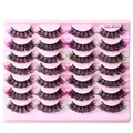 28 pares de pestañas postizas 3D con puntas de colores en bandeja de exhibición rosa - Estilo Mezcla Multicolor (color-mix14)