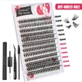 DIY cluster wimpers set met mix lengtes 10-16mm pincet en dubbele mascara staaf - Natuurlijke Krul Wimpers Met Zwarte Tool Kit (DIY-WH12-062+Zwarte Kit)