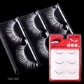 Handgefertigte weiße künstliche Wimpern für Festival-Make-up im Set 3 und 5 Paar - Federtextur-Stil (CS3-002) / 3er Set