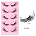 5 pairs of cat-eye lashes with purple blue pearls on pink tray, size detail 10mm to 28mm - Colorful Pearl Decor (ZZJ5-002)