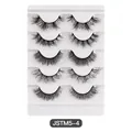 5 Paar dichte schwarze Kunstmink-Wimpern, gekreuztes Design, Modell JSTM5-4 auf Tablett - Überkreuzter Dicker Stil (JSTM5-4)