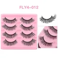 Dramatic 4 pairs criss-cross thick false eyelashes set in pink tray model FLY4-012 - 3D Cross Style (FLY4-012)