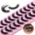 10 pairs of Russian volume false eyelashes in a pink tray with realistic eye effect - Doll Eye Style (DD48)