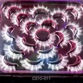White synthetic false eyelashes CS10-011 in 14-pair pack with purple storage tray - Radial Pure White False Eyelashes (CS10-011)