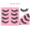 Set of 4 pairs of thick crisscross false eyelashes with dramatic long black fibers - Cross Long Style (FLY4-013)