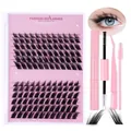 DIY eyelash extension kit with faux mink clusters, dual-end bond, tweezers and spoolie - Pink Tool Kit Style 036 (DIY-SET-036)