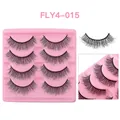 Set of 4 pairs of thick black false eyelashes with criss-cross pattern and pink tray - Cross Thick Type (FLY4-015)