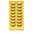 Lot Mix8010 de 8 paires de faux cils effet vison denses sur plateau jaune - Style Recourbé Épais à Couches Croisées (Mix8010)