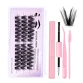 Kit de extensión de pestañas DIY con fibras negras, pinzas rosas y pegamento de doble punta - DIY3-002 / Con kit de herramientas