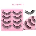 Dramatic 3D thick false eyelashes set 4 pairs pack FLY4-017 model in pink tray - 3D Multi-Layer Style (FLY4-017)