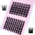 DIY individual lash extension kit with faux mink clusters on pink card in white box - Single Box Style 037 (DIY-SET-037)