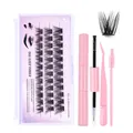 Kit de extensión de pestañas DIY con pestañas segmentadas negras y pinzas rosas - DIY3-003 / Con kit de herramientas