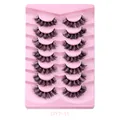 DIY segmented lash kit with 7 pairs of thick faux mink lashes on pink tray - Feather Style (DIY7-11)