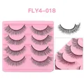 Dramatic 4-pair set of thick flared false eyelashes with style FLY4-018 in pink tray - Natural Curled Style (FLY4-018)