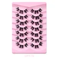 DIY segmented false eyelashes 7 pairs set with dense curly faux mink fiber in pink tray - Lengthening Style (DIY7-12)