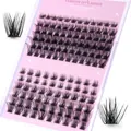 Σετ βλεφαρίδων DIY cluster με φυσικό όγκο faux mink σε ανοιχτό ροζ δίσκο - Μονό Κουτί Στυλ 038 (DIY-SET-038)