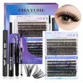 DIY wimperextensie set met 240 clusters, lijm en remover in een D-curl stijl - 60D En 80D Stijlen (DIY-TZ-005)