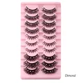 10 pairs of mixed thick false eyelashes with silver glitter and rhinestone accents - Rhinestone Decorated Style (Dimond)