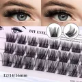 DIY cluster lashes set in matte black featuring 12mm 14mm and 16mm lengths for volume - DIY3-007