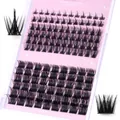 DIY σετ βλεφαρίδων cluster από μαύρο faux mink σε ροζ δίσκο με διάφορα στυλ σχεδίων - Μονό Κουτί Στυλ 039 (DIY-SET-039)