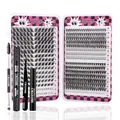 Set ciglia finte a ciuffetti con quattro strumenti professionali in confezione rosa - Collezione Ciglia E Rimuovi Colla Nero