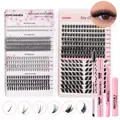 DIY cluster lashes set with mixed 5-16mm individual lashes, glue, and tweezers - Lash Book With Pink Remover Set (DIY-JMS008)
