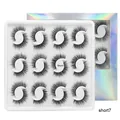 Short7 natural voluminous multilayered false eyelashes set in a silver holographic box - Voluminous Curled Style (Short7)