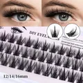 DIY cluster lash set with black synthetic fibers in 12mm, 14mm, and 16mm lengths - DIY3-008
