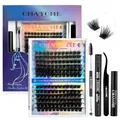 Russisches D-Curl DIY Einzelwimpern Verlängerungsset mit Kleber und Pinzette - DIY-SET-242