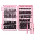 DIY eyelash extension kit with pink tweezers, bond and seal, 30D/40D/50D mixed clusters - Diy-jms011+ Pink Glue Remover Set