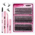 DIY Cluster Wimpern-Set mit 30D-50D Wimpern, pinker Pinzette und Bond & Seal Kleber - 30D 40D 50D Wimpern mit Vollständigem Werkzeugsatz
