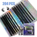 Σετ DIY για επέκταση βλεφαρίδων με 204 τεμάχια Mixed Thick Russian D-curl βλεφαρίδες - Στυλ 80D και 100D (DIY-SET-240)