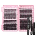 DIY cluster lash extension kit with 30D/40D/50D lashes, glue and professional tools - Diy-jms011+ Black Glue Remover Set