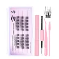 DIY black cluster lash extension kit with pink bond seal glue, tweezers and brush - DIY3-009 (With Tool Kit)