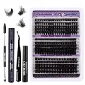 DIY Cluster-Wimpern-Set mit gemischten Längen 10-16 mm, Kleber, Entferner und Pinzette - 60D 80D 100D Wimpern mit Vollständigem Werkzeugsatz