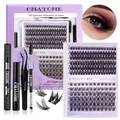 Lavender DIY lash extension kit with mixed cluster lashes and bond seal tools - Diy-tz001