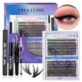 DIY clusterwimperkit met 30+40D krul, verschillende maten, lijm en verzegeling in paars - 30D En 40D Stijlen (DIY-TZ-004)
