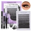 DIY individual eyelash cluster kit with C10-C18 lashes, bond, seal, and applicator tool - Dense Extension Set (DIY-TZ003)