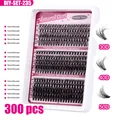 DIY Wimpernextensions Set mit 300 Clustern 30D 40D 50D Mix D-Curl 10-18mm Länge - Diy-set-235【30d+40d+50d】