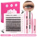DIY 30D Cluster Wimpern Reise-Set mit Kleber, Entferner und Pinzette in Rosa - 30D Dichte Stil (LXZ-001)