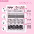 Kit de pestañas individuales DIY 360 piezas con puntas 7D y racimos 20D en negro - DIY-SET-233