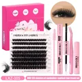 Kit d'extension de cils DIY 120 grappes 80D avec emballage rose et outils inclus - Style de Densité 80D (LXZ-005)