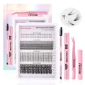 Kit de extensión de pestañas DIY con aplicador rosa y pegamento para pestañas - DIY-SET-234 + Kit de Pegamento y Removedor Rosa