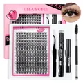 DIY cluster lashes set with mixed lengths, bond and seal glue, remover and tweezers - Natural Lengthening Style (DIY-TZ029)