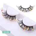 Ciglia finte nere lunghe drammatiche con paillettes a cuore colorate modello ZS-001 - Stile Decorativo Paillettes Cuore Multicolore (ZS-001)