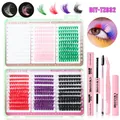 Kit de pestañas de colores DIY con pinzas, pegamento y removedor en varios colores - Pestañas De Colores Y Herramientas Removedoras Rosadas (DIY-TZ032)