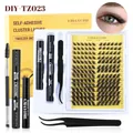 DIY cluster lash extension kit with 10-16mm eyelashes, glue, remover and tweezers - Segmented Lashes Kit (DIY-TZ-023)