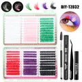Set de pestañas postizas individuales de colores con pegamento, sellador y pinzas - Pestañas De Colores Y Herramientas Removedoras Negras (DIY-TZ032)